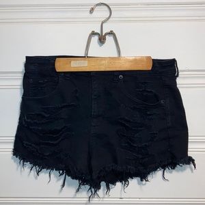 American Eagle Distressed Black Denim Shorts